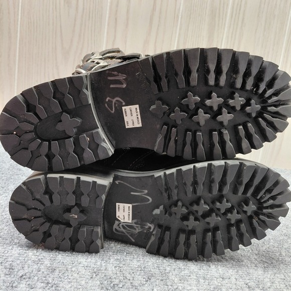 VTG 90s GBX Leather Boots Buckles SZ 8 Combat Moto Biker Punk Goth Emo Grunge - Picture 10 of 16